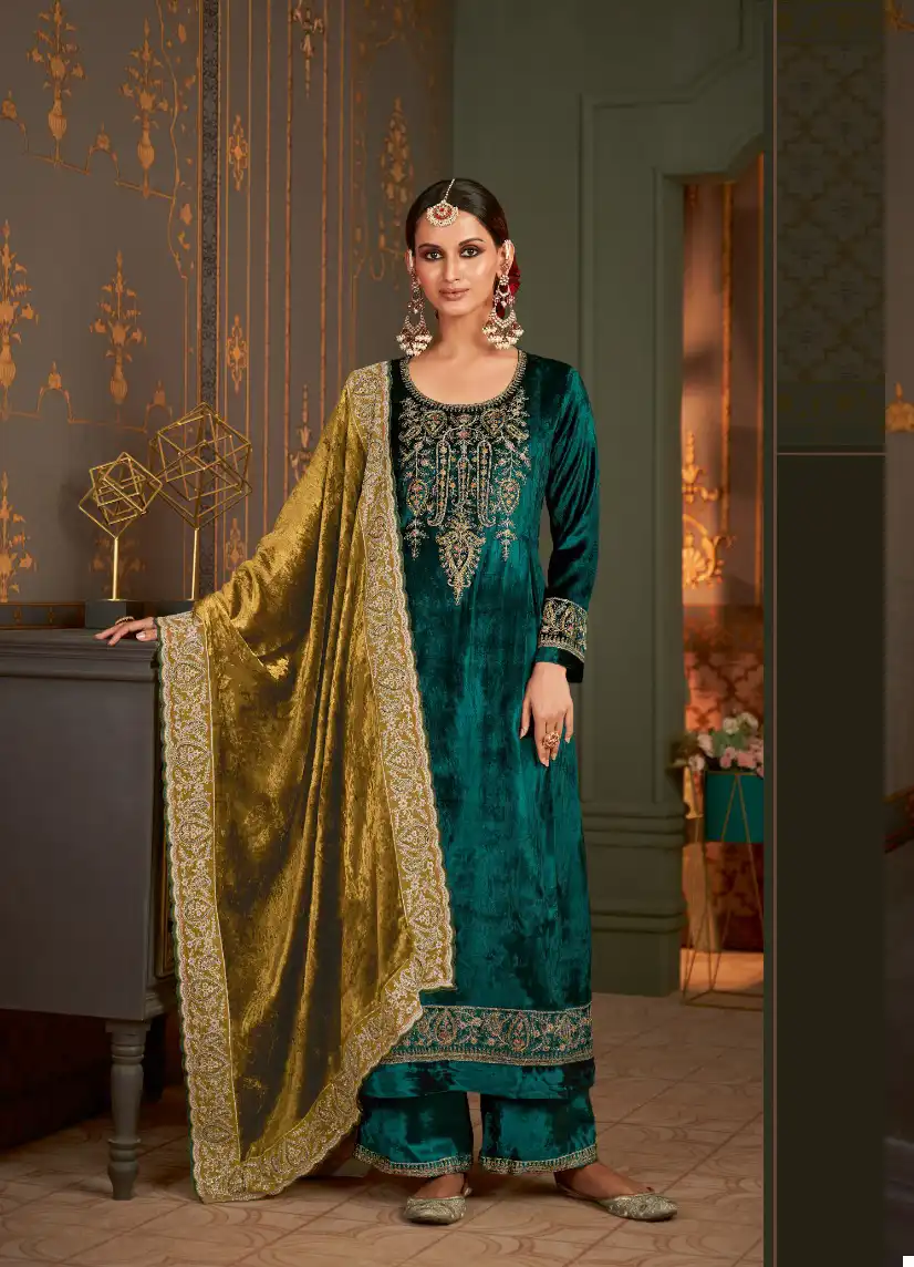 Esta Designs Rubaiyat Pure Silk Velvet Wholesale Winter Wear Suits Catalog — Wholesale Salwar Suits, MPA wholesale from Surat - Gallery Image 4