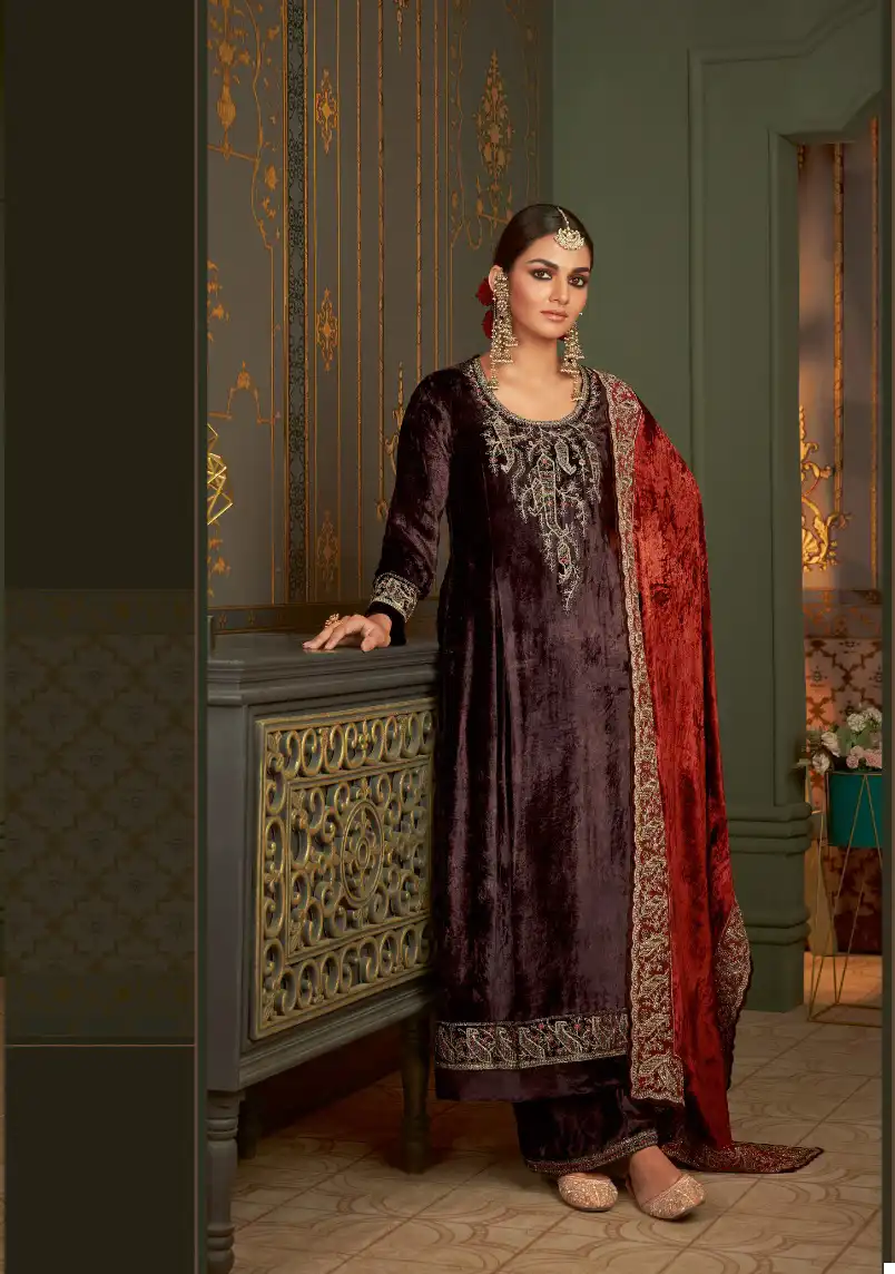 Esta Designs Rubaiyat Pure Silk Velvet Wholesale Winter Wear Suits Catalog — Wholesale Salwar Suits, MPA wholesale from Surat - Gallery Image 6