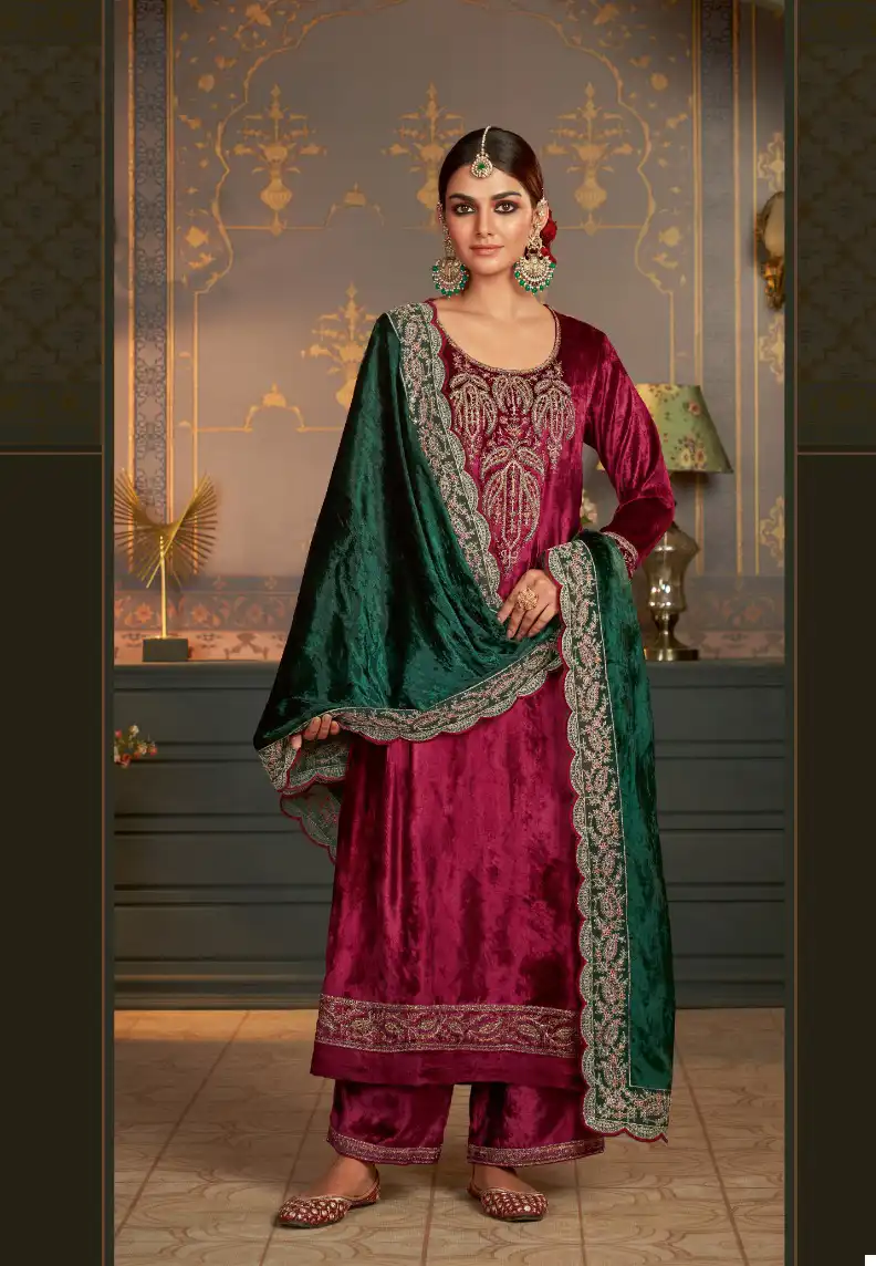 Esta Designs Rubaiyat Pure Silk Velvet Wholesale Winter Wear Suits Catalog — Wholesale Salwar Suits, MPA wholesale from Surat - Gallery Image 2