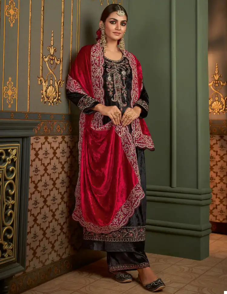 Esta Designs Rubaiyat Pure Silk Velvet Wholesale Winter Wear Suits Catalog — Wholesale Salwar Suits, MPA wholesale from Surat — view 1