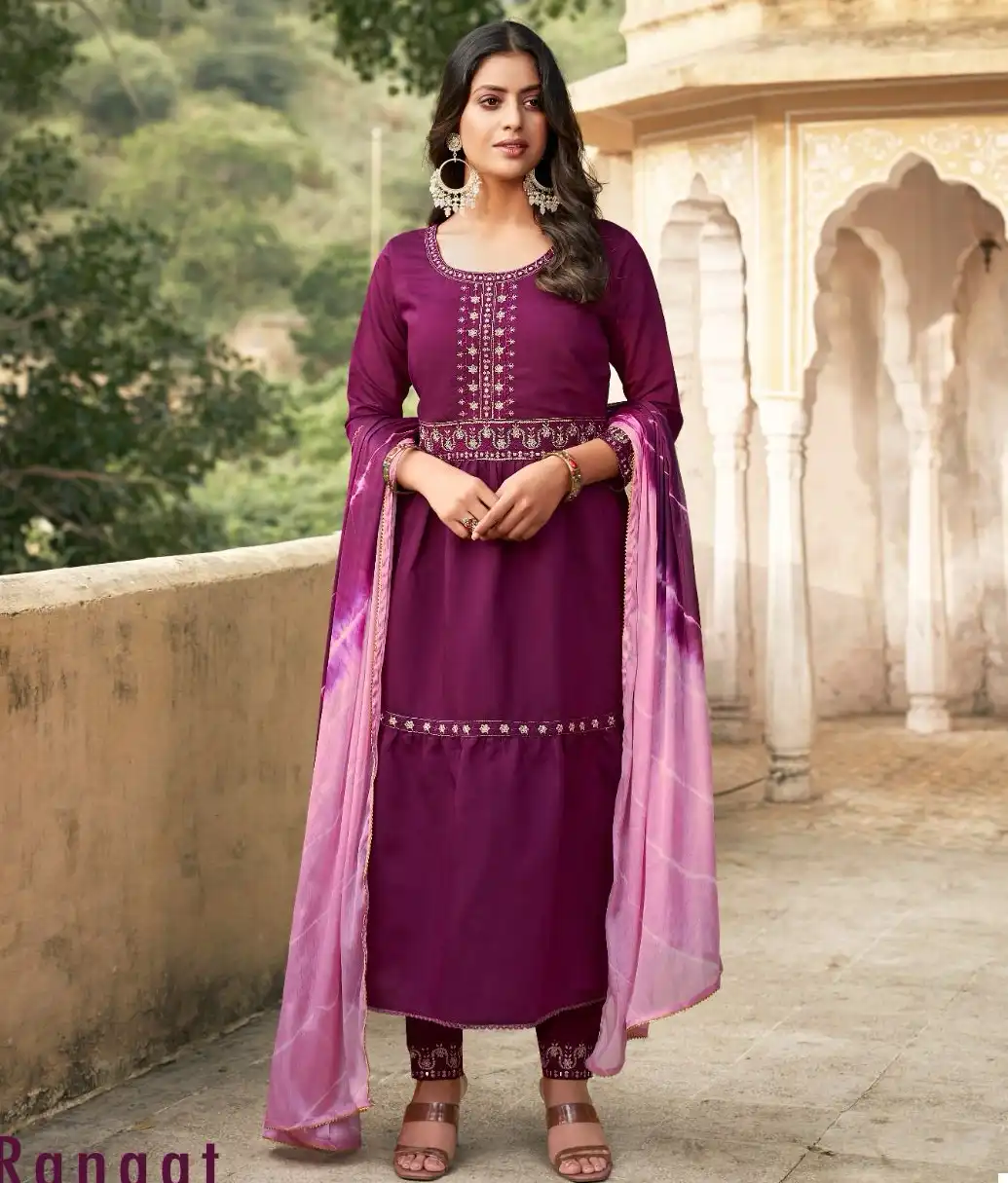 Ladies Flavour Rangat Chanderi Viscose Wholesale Readymade Salwar Suit Catalog