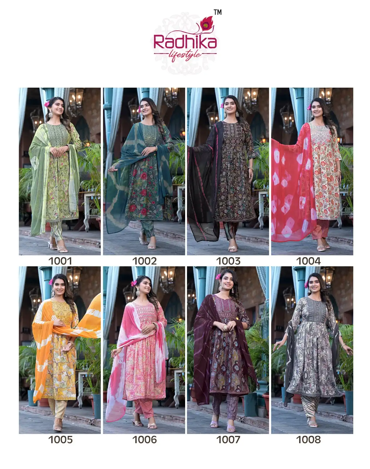 Radhika Lifestyle Pink Flower Premium Rayon Wholesale Readymade Salwar Suit Catalog — Wholesale Salwar Suits, MPA wholesale from Surat — view 9