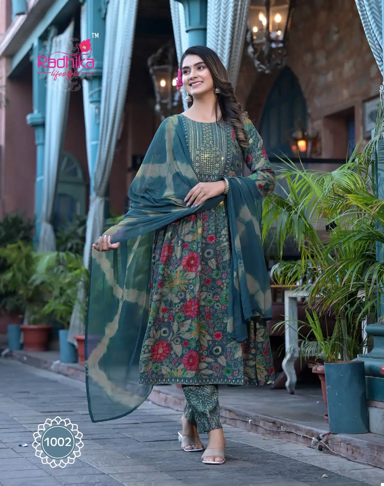 Radhika Lifestyle Pink Flower Premium Rayon Wholesale Readymade Salwar Suit Catalog — Wholesale Salwar Suits, MPA wholesale from Surat - Gallery Image 2