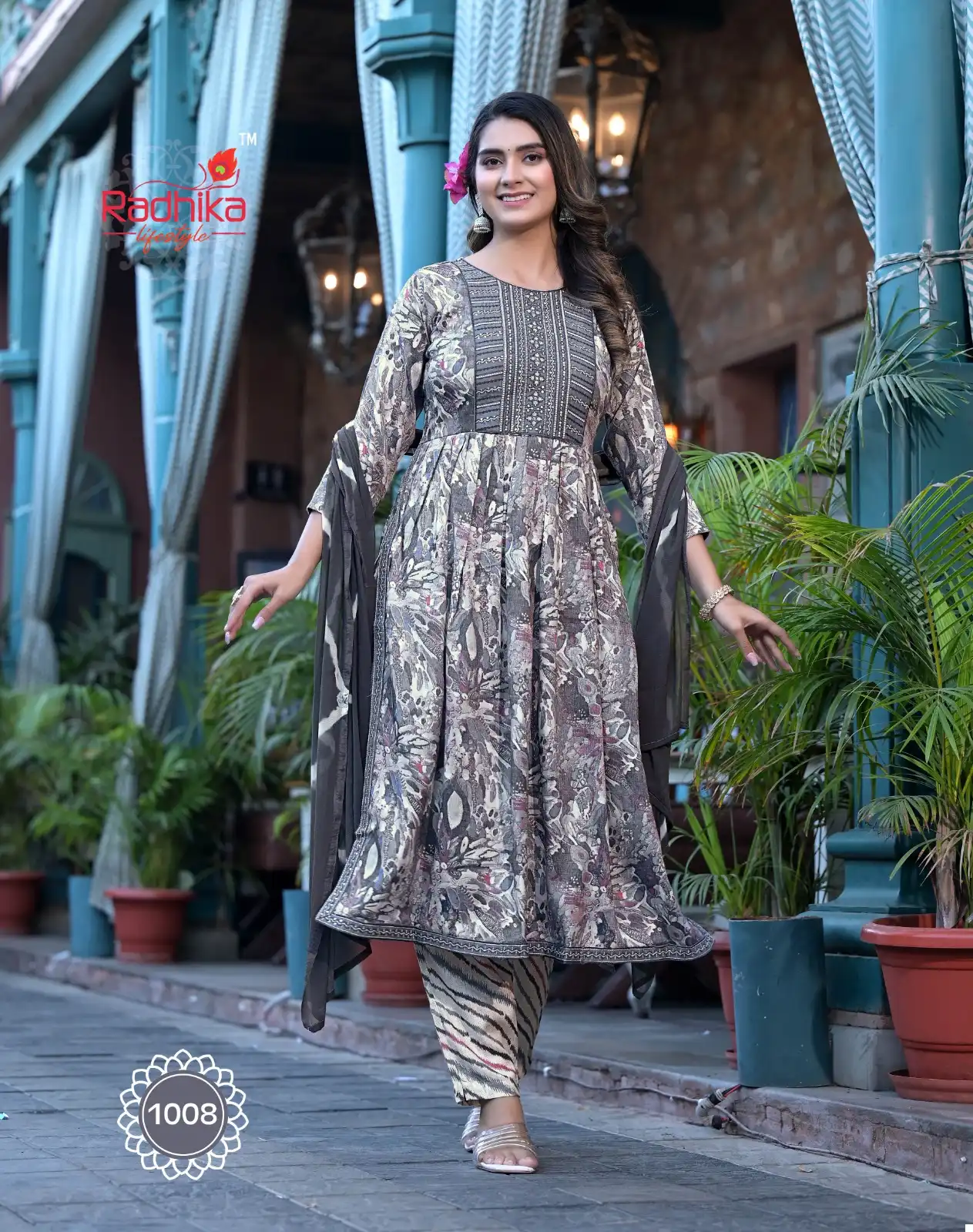 Radhika Lifestyle Pink Flower Premium Rayon Wholesale Readymade Salwar Suit Catalog — Wholesale Salwar Suits, MPA wholesale from Surat - Gallery Image 3
