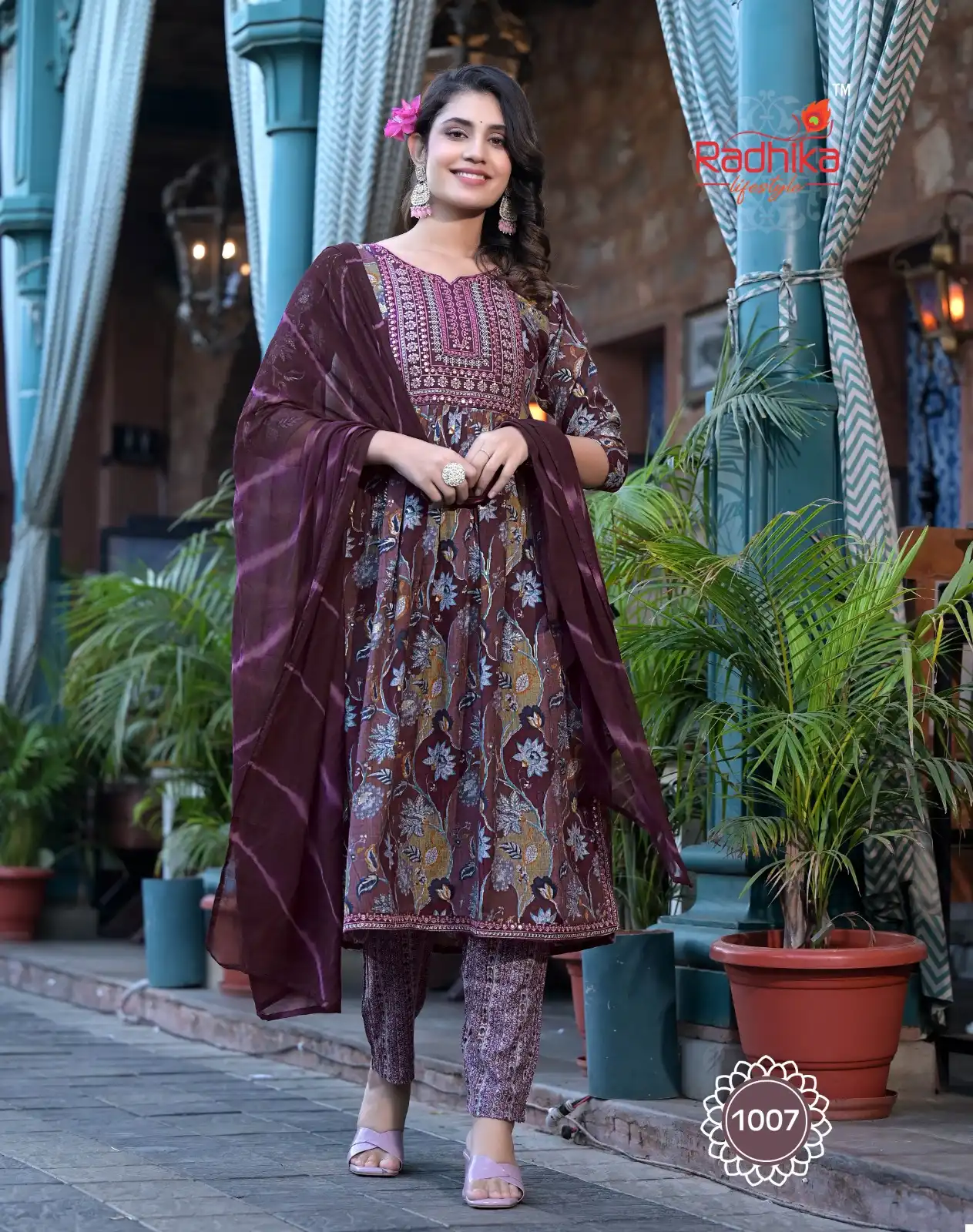 Radhika Lifestyle Pink Flower Premium Rayon Wholesale Readymade Salwar Suit Catalog — Wholesale Salwar Suits, MPA wholesale from Surat - Gallery Image 5