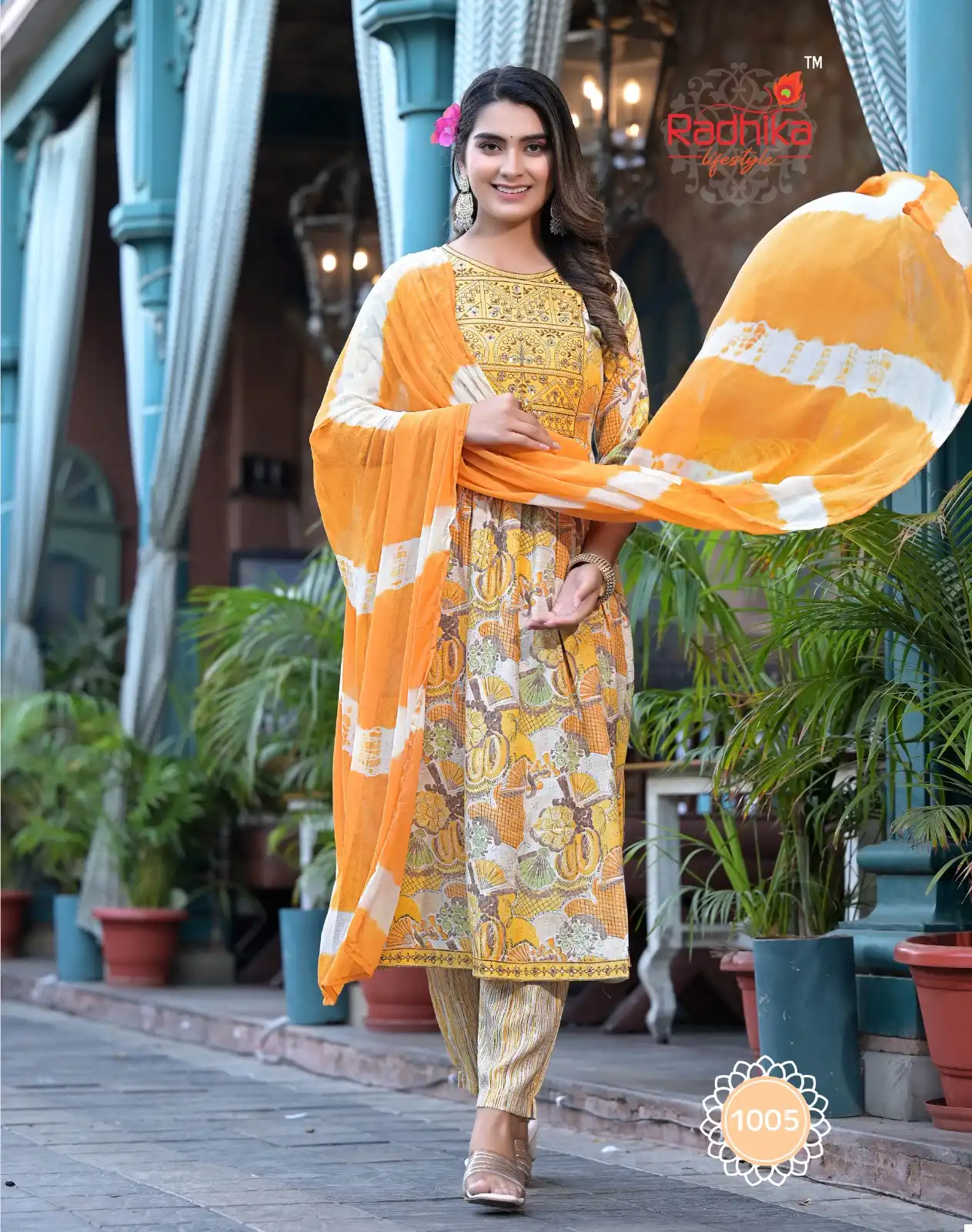 Radhika Lifestyle Pink Flower Premium Rayon Wholesale Readymade Salwar Suit Catalog — Wholesale Salwar Suits, MPA wholesale from Surat - Gallery Image 6