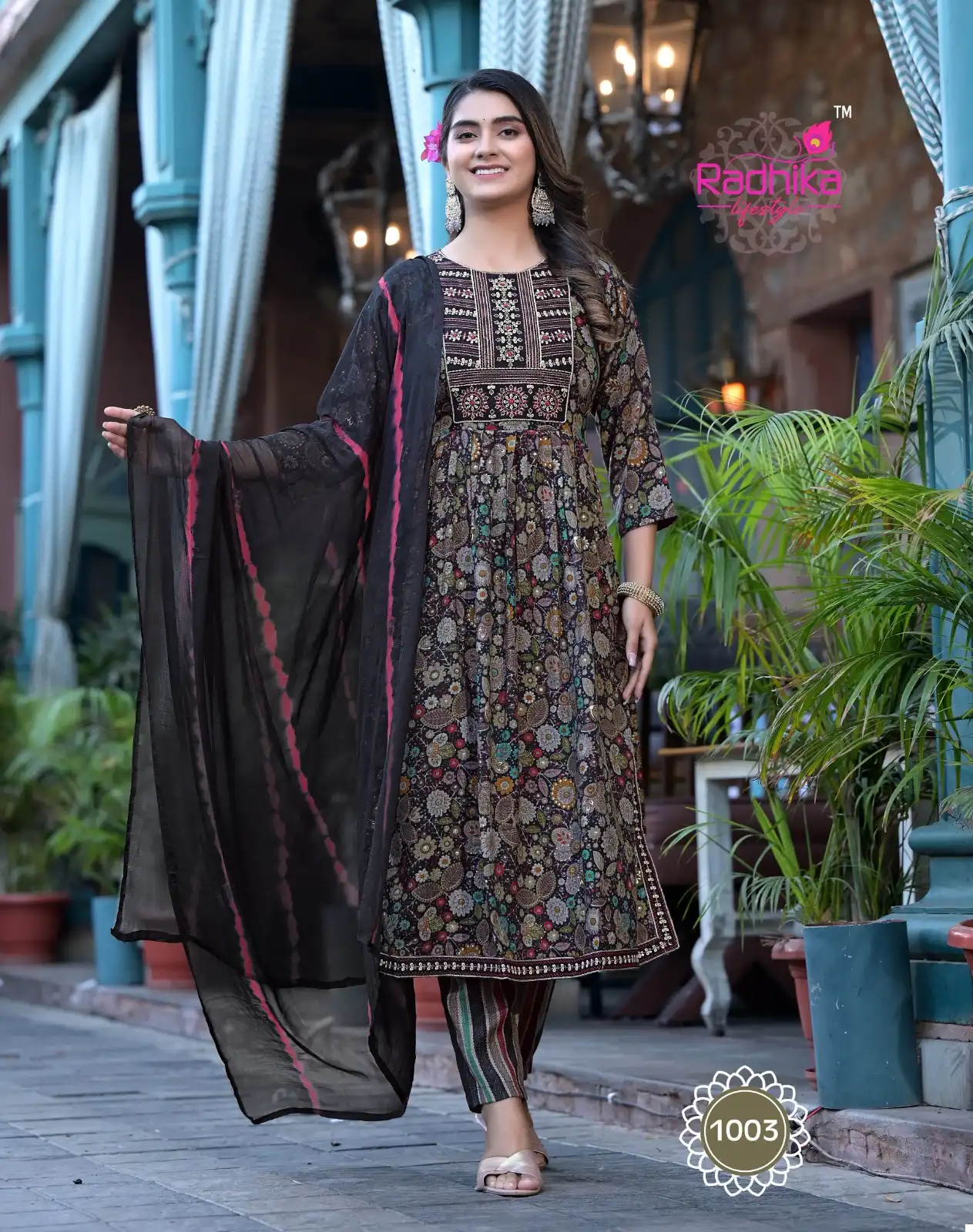 Radhika Lifestyle Pink Flower Premium Rayon Wholesale Readymade Salwar Suit Catalog — Wholesale Salwar Suits, MPA wholesale from Surat - Gallery Image 7