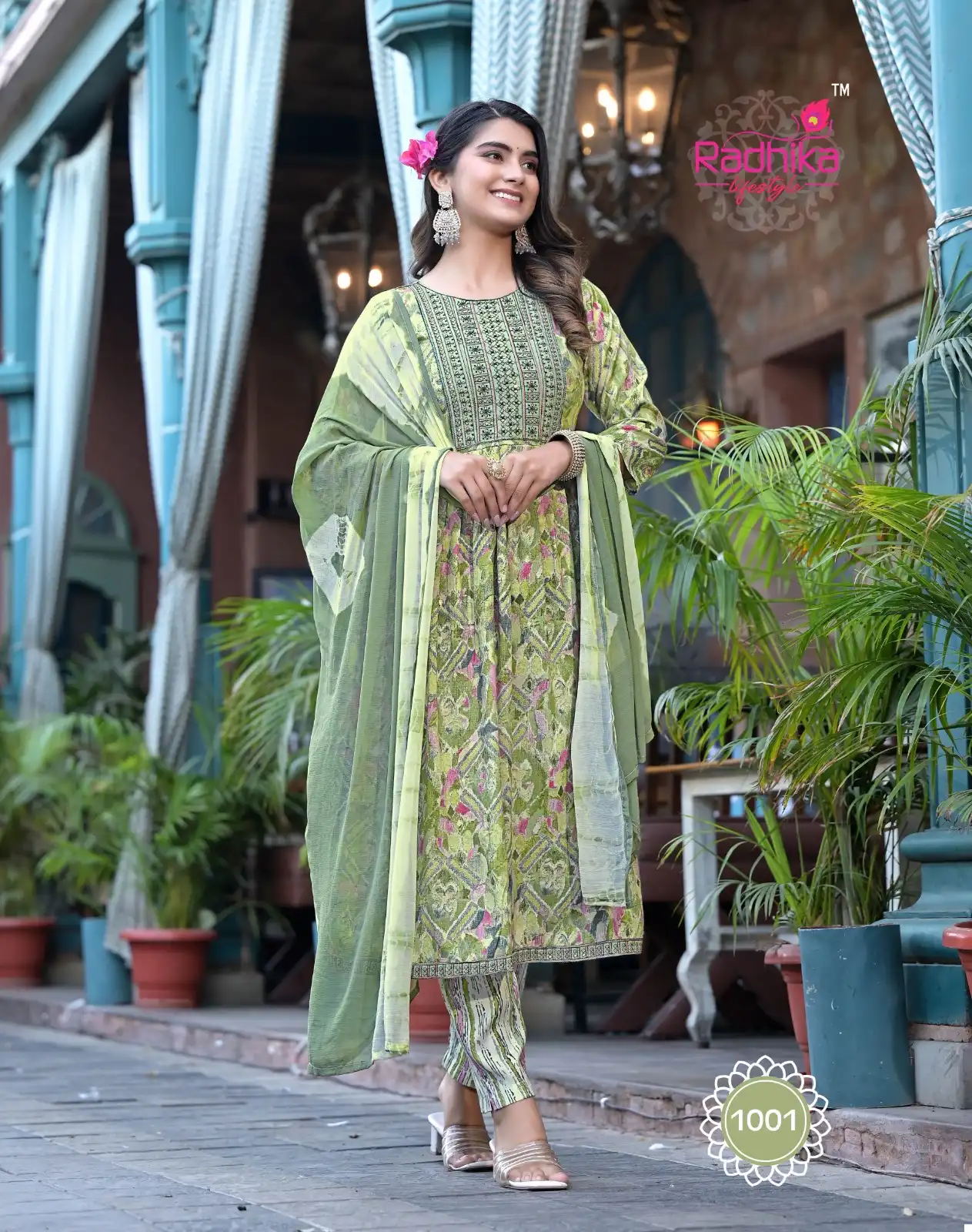 Radhika Lifestyle Pink Flower Premium Rayon Wholesale Readymade Salwar Suit Catalog — Wholesale Salwar Suits, MPA wholesale from Surat - Gallery Image 8