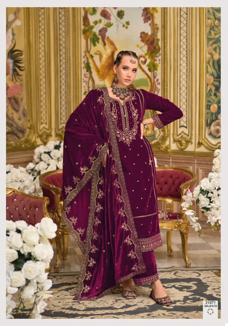 Ajraa Safinaaz Pure Velvet Wholesale Winter Suits Catalog — Wholesale Salwar Suits, MPA wholesale from Surat - Gallery Image 4