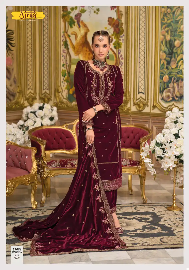 Ajraa Safinaaz Pure Velvet Wholesale Winter Suits Catalog — Wholesale Salwar Suits, MPA wholesale from Surat - Gallery Image 5