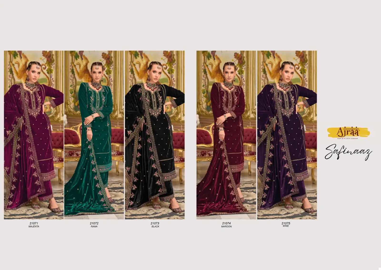 Ajraa Safinaaz Pure Velvet Wholesale Winter Suits Catalog — Wholesale Salwar Suits, MPA wholesale from Surat — view 6