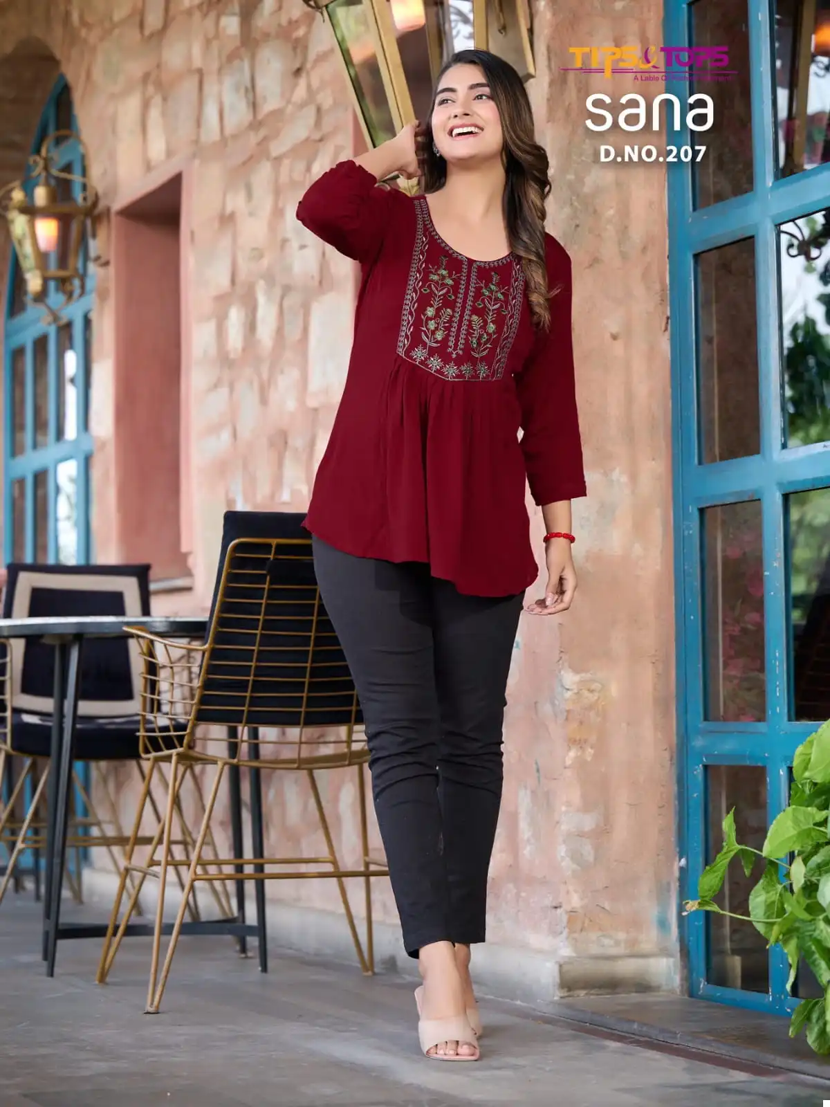 Tips & Tops Sana Vol 02 Rayon Wrinkle Wholesale Fancy Short Tops Catalog — Wholesale Kurtis, MPA wholesale from Surat - Gallery Image 3