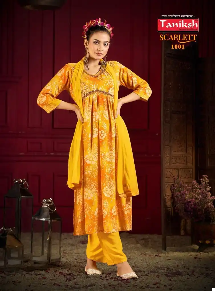 Taniksh Scarlett Vol 1 Rayon Wholesale Readymade Suits Catalog — Wholesale Salwar Suits, MPA wholesale from Surat - Gallery Image 4