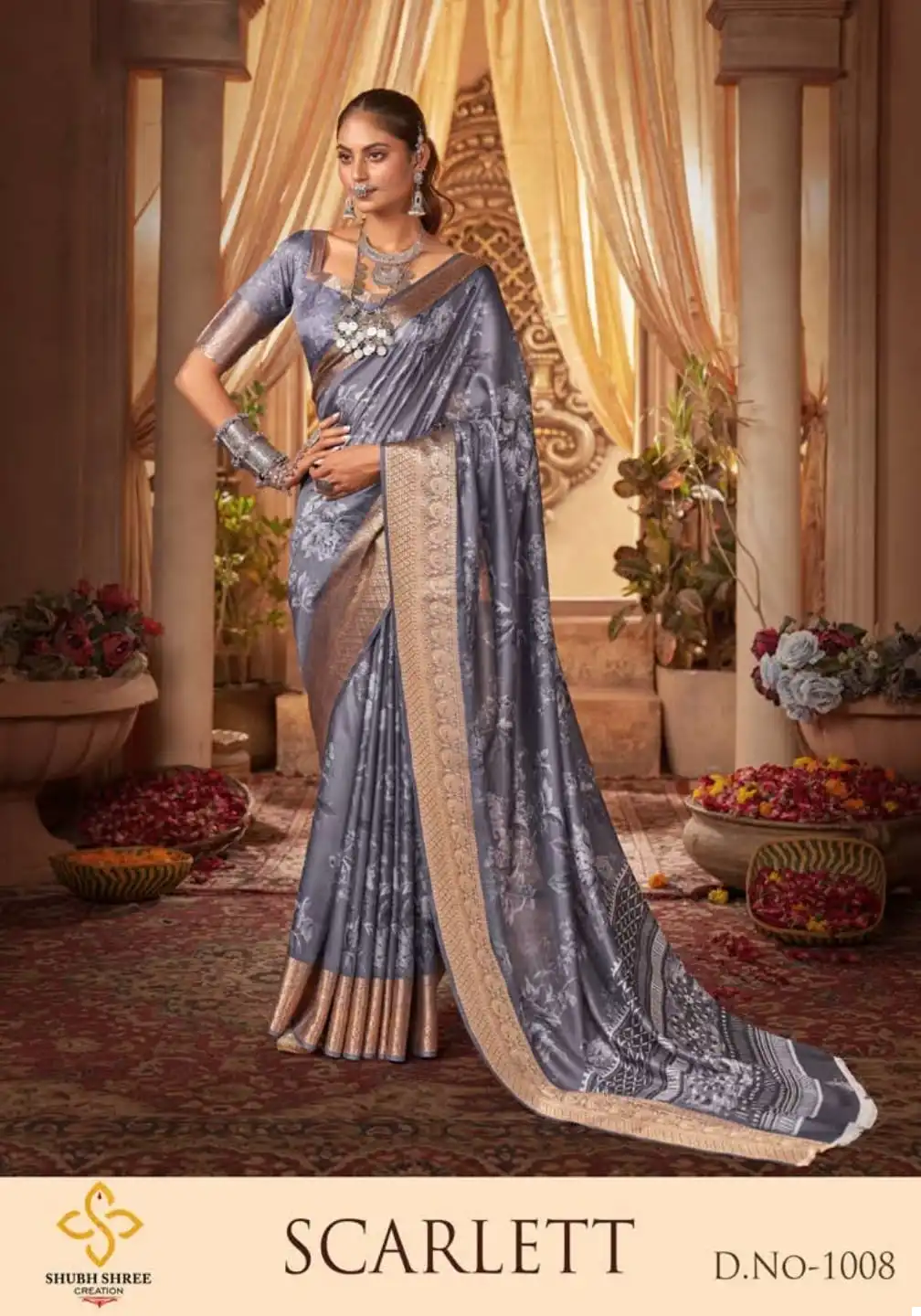 Shubh Shree Scarlett P*P Velvet Tusser Silk Wholesale Saree Catalog — Wholesale Sarees, MPA wholesale from Surat - Gallery Image 5
