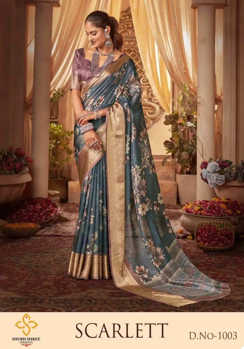 Shubh Shree Scarlett P*P Velvet Tusser Silk Wholesale Saree Catalog — Wholesale Sarees, MPA wholesale from Surat - Gallery Image 9