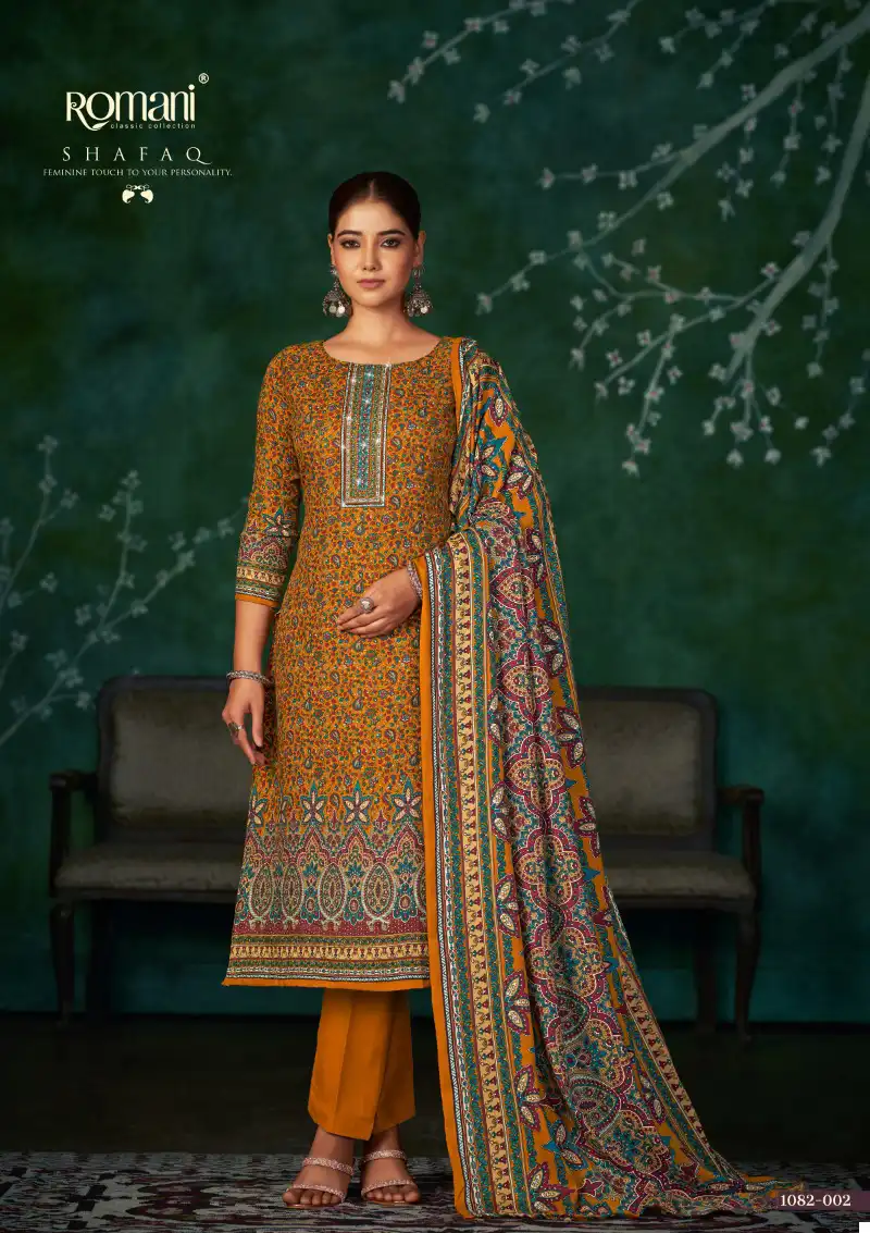 Romani Shafaq 100% Pure Premium Pashmina Wholesale Winter Wear Suits Catalog — Wholesale Salwar Suits, MPA wholesale from Surat - Gallery Image 4