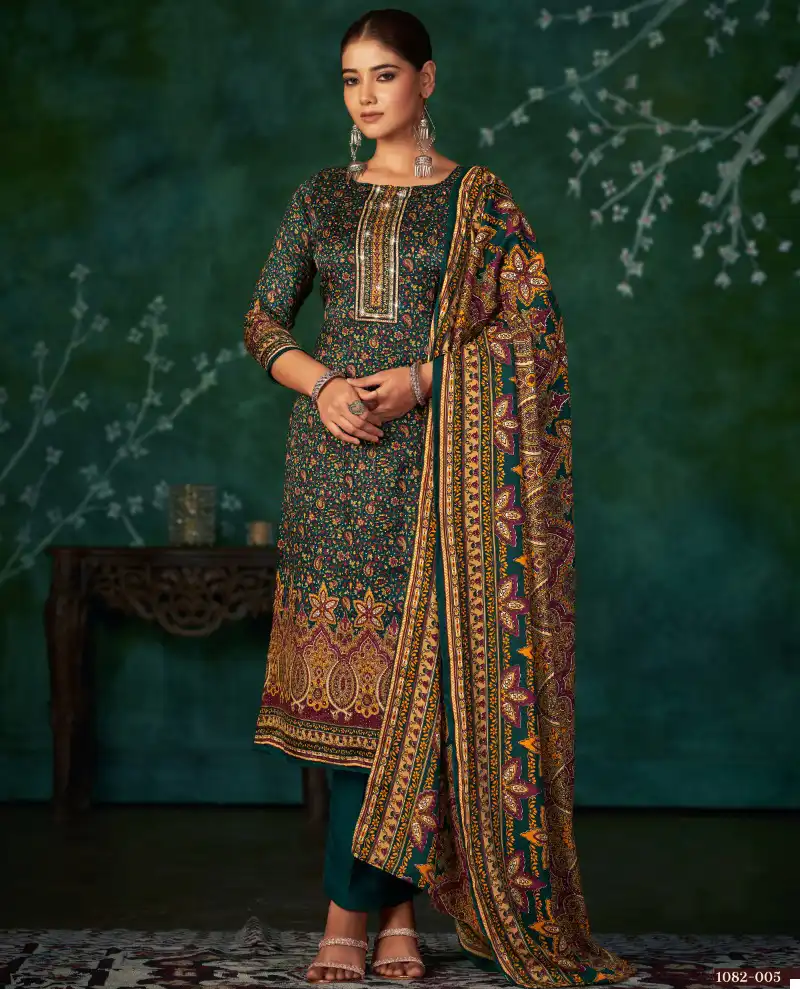 Romani Shafaq 100% Pure Premium Pashmina Wholesale Winter Wear Suits Catalog — Wholesale Salwar Suits, MPA wholesale from Surat — view 1