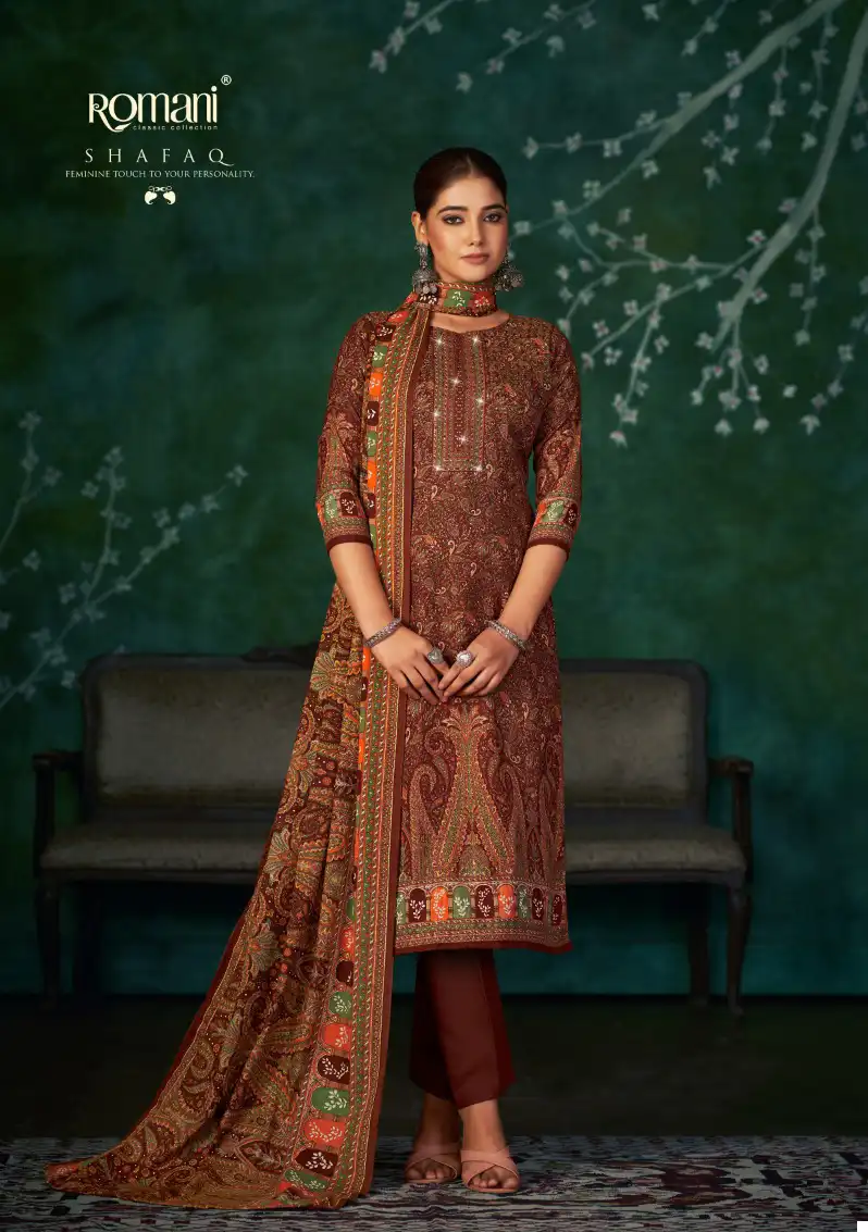Romani Shafaq 100% Pure Premium Pashmina Wholesale Winter Wear Suits Catalog — Wholesale Salwar Suits, MPA wholesale from Surat - Gallery Image 8