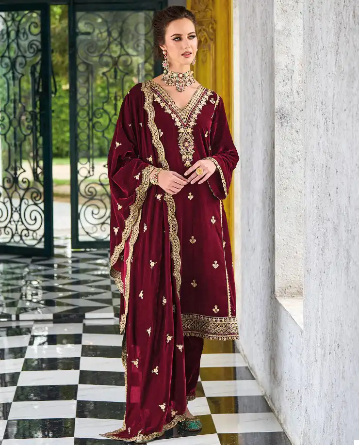 Ajraa Siona Pure Velvet Wholesale Winter Suits Catalog — Wholesale Salwar Suits, MPA wholesale from Surat — view 1