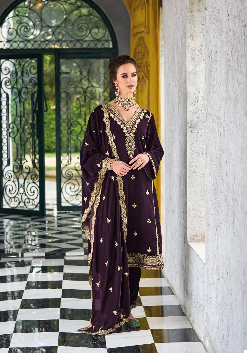 Ajraa Siona Pure Velvet Wholesale Winter Suits Catalog — Wholesale Salwar Suits, MPA wholesale from Surat - Gallery Image 3