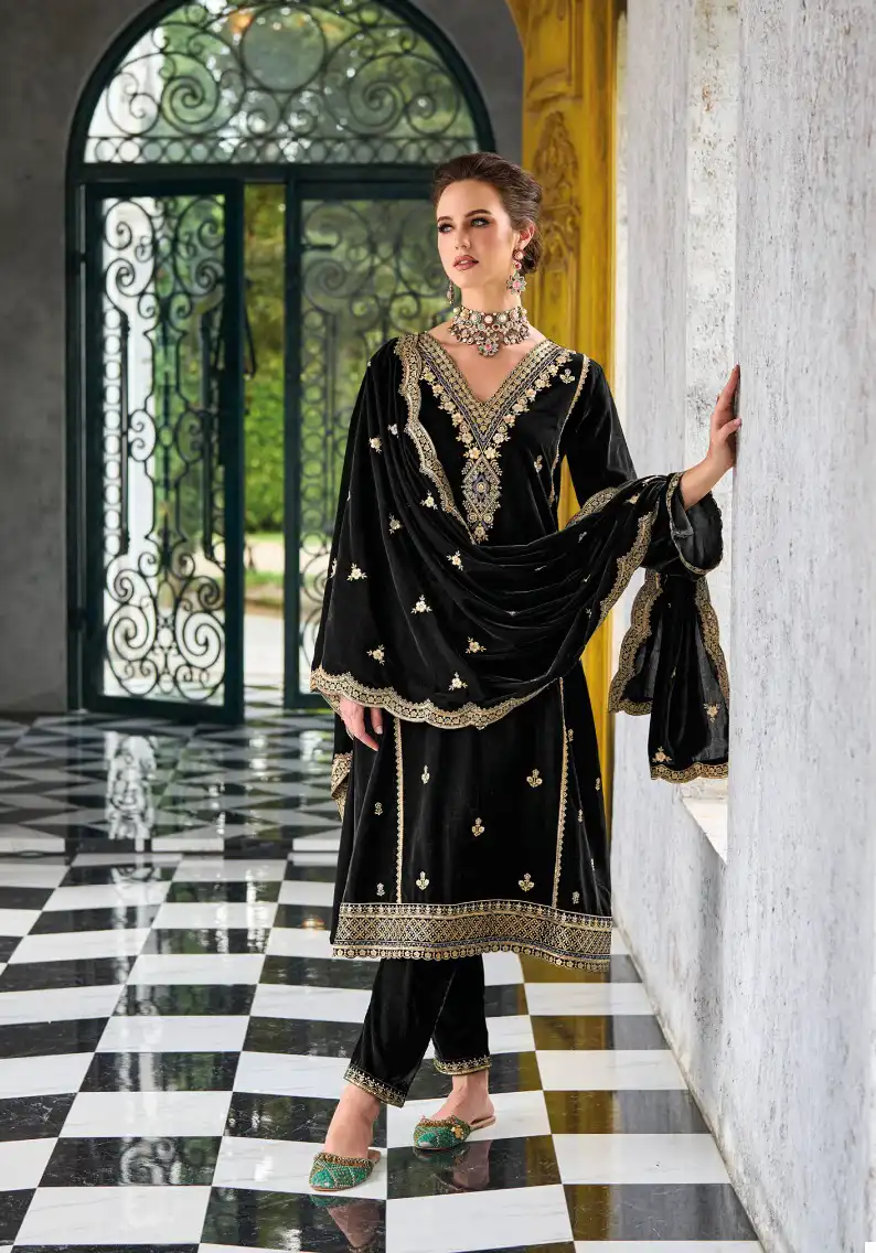 Ajraa Siona Pure Velvet Wholesale Winter Suits Catalog — Wholesale Salwar Suits, MPA wholesale from Surat - Gallery Image 4