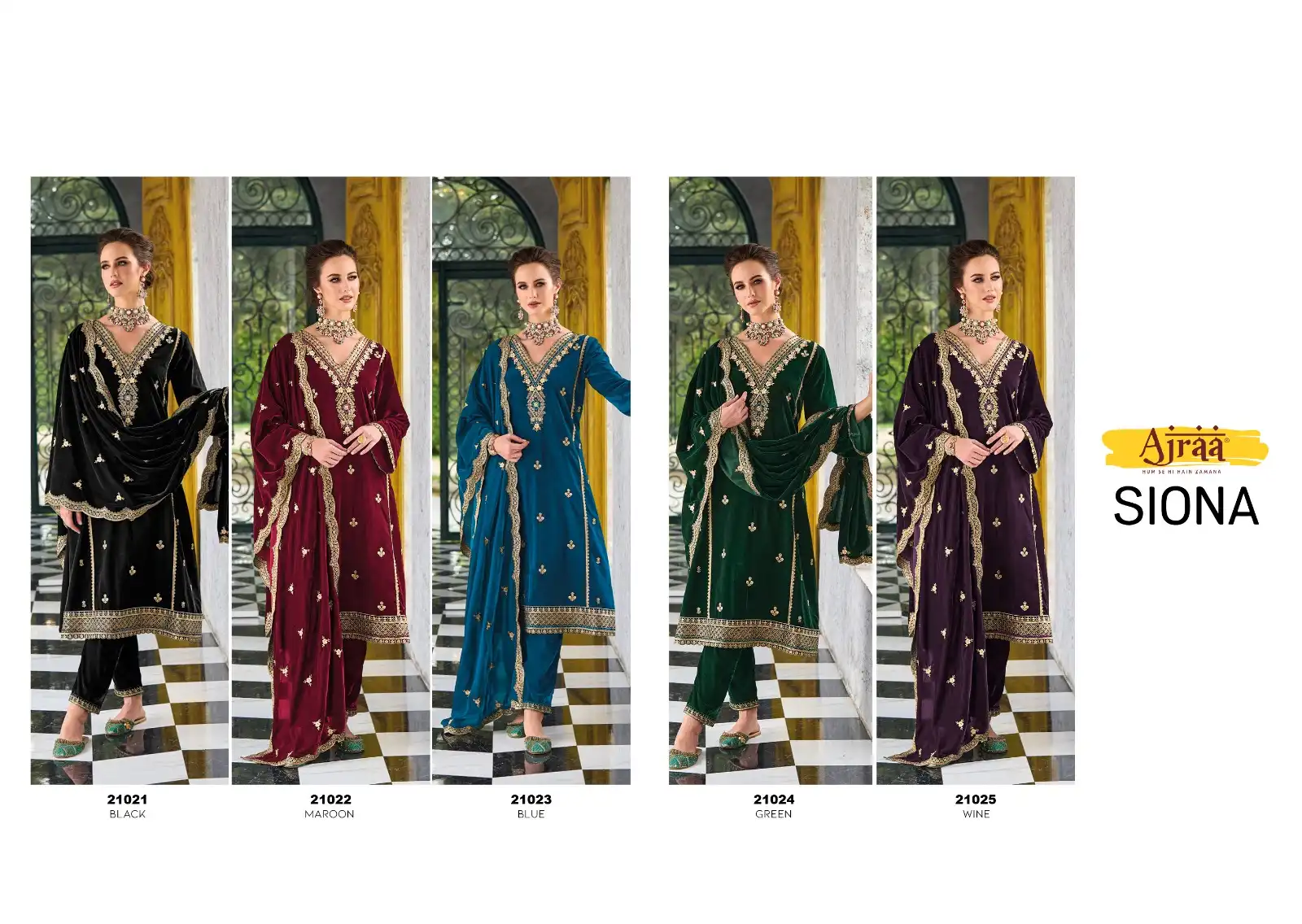 Ajraa Siona Pure Velvet Wholesale Winter Suits Catalog — Wholesale Salwar Suits, MPA wholesale from Surat — view 6