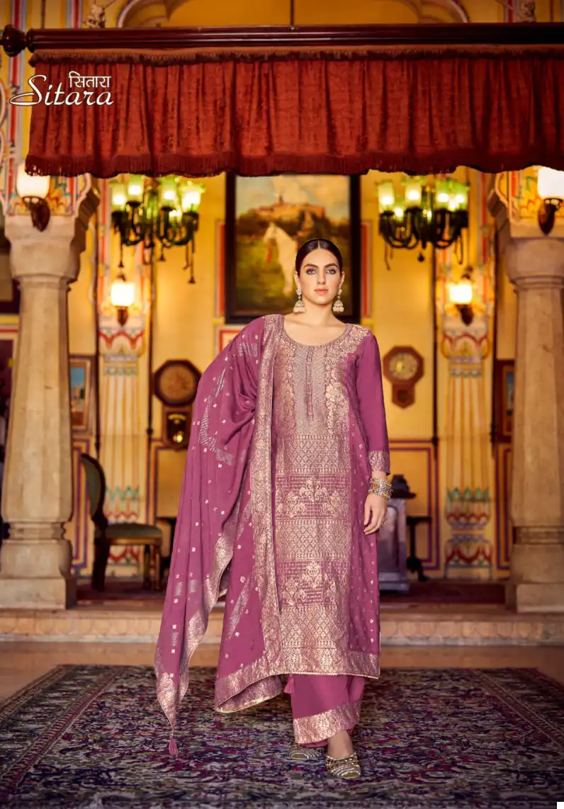 Alok Suits Sitara Pure Viscose Pashmina Jacquard Wholesale Woolen Suits Catalog — Wholesale Salwar Suits, Alok Suit wholesale from Surat - Gallery Image 3