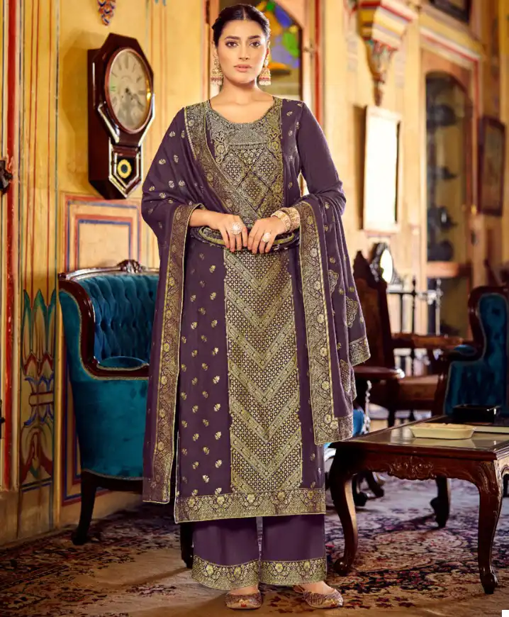 Alok Suits Sitara Pure Viscose Pashmina Jacquard Wholesale Woolen Suits Catalog — Wholesale Salwar Suits, Alok Suit wholesale from Surat — view 1
