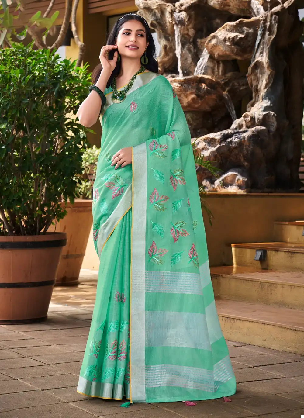 Bunawat Sitare Linen Wholesale Saree Catalog — Wholesale Sarees, MPA wholesale from Surat - Gallery Image 7