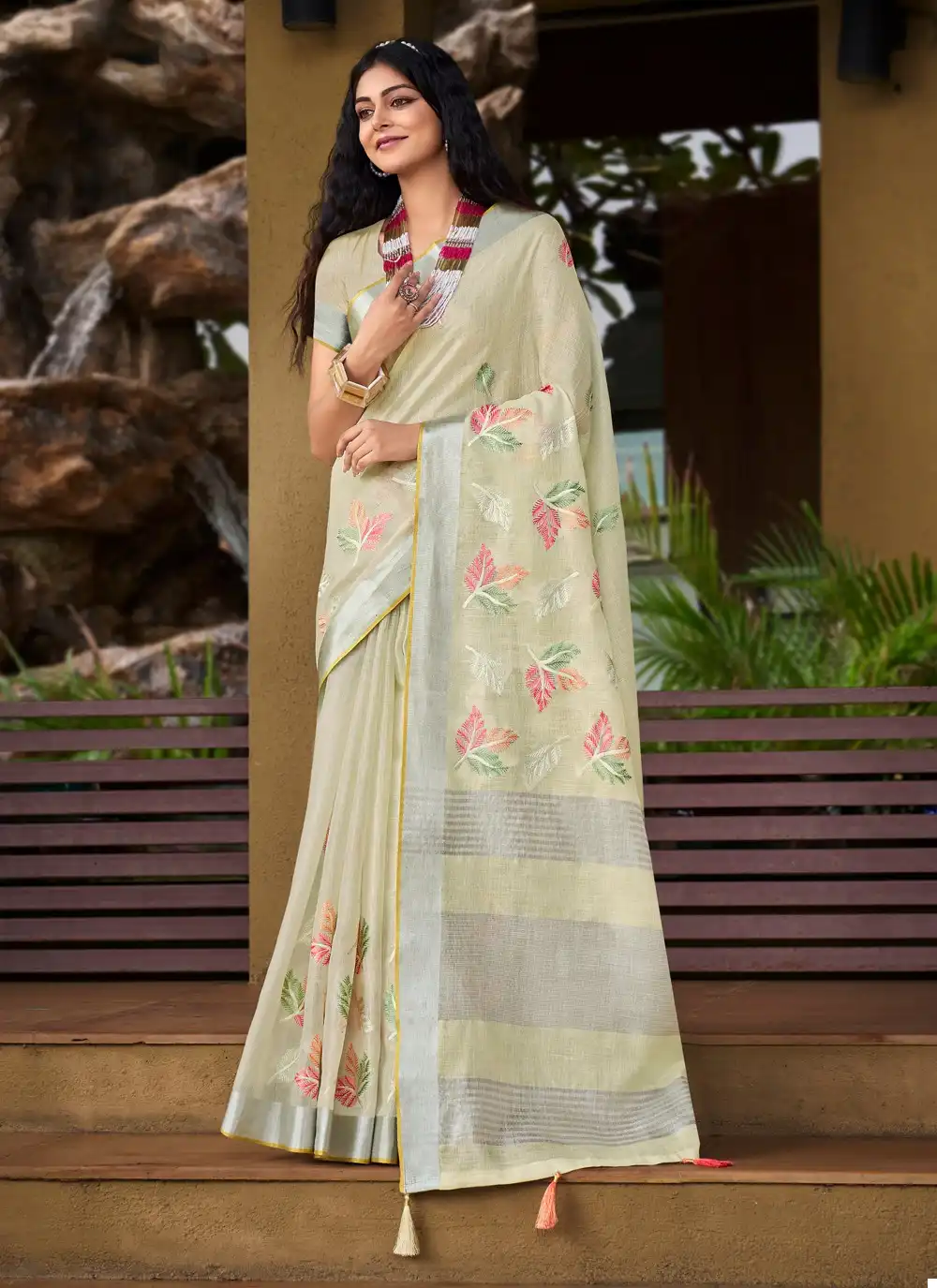Bunawat Sitare Linen Wholesale Saree Catalog — Wholesale Sarees, MPA wholesale from Surat - Gallery Image 3