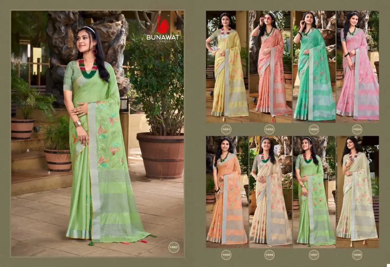 Bunawat Sitare Linen Wholesale Saree Catalog — Wholesale Sarees, MPA wholesale from Surat — view 9