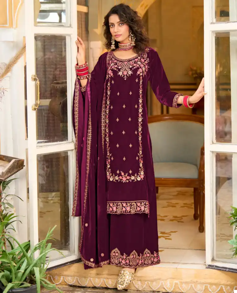 Ajraa Soha Pure Velvet Wholesale Designer Readymade Winter Collection Catalog — Wholesale Salwar Suits, MPA wholesale from Surat — view 1