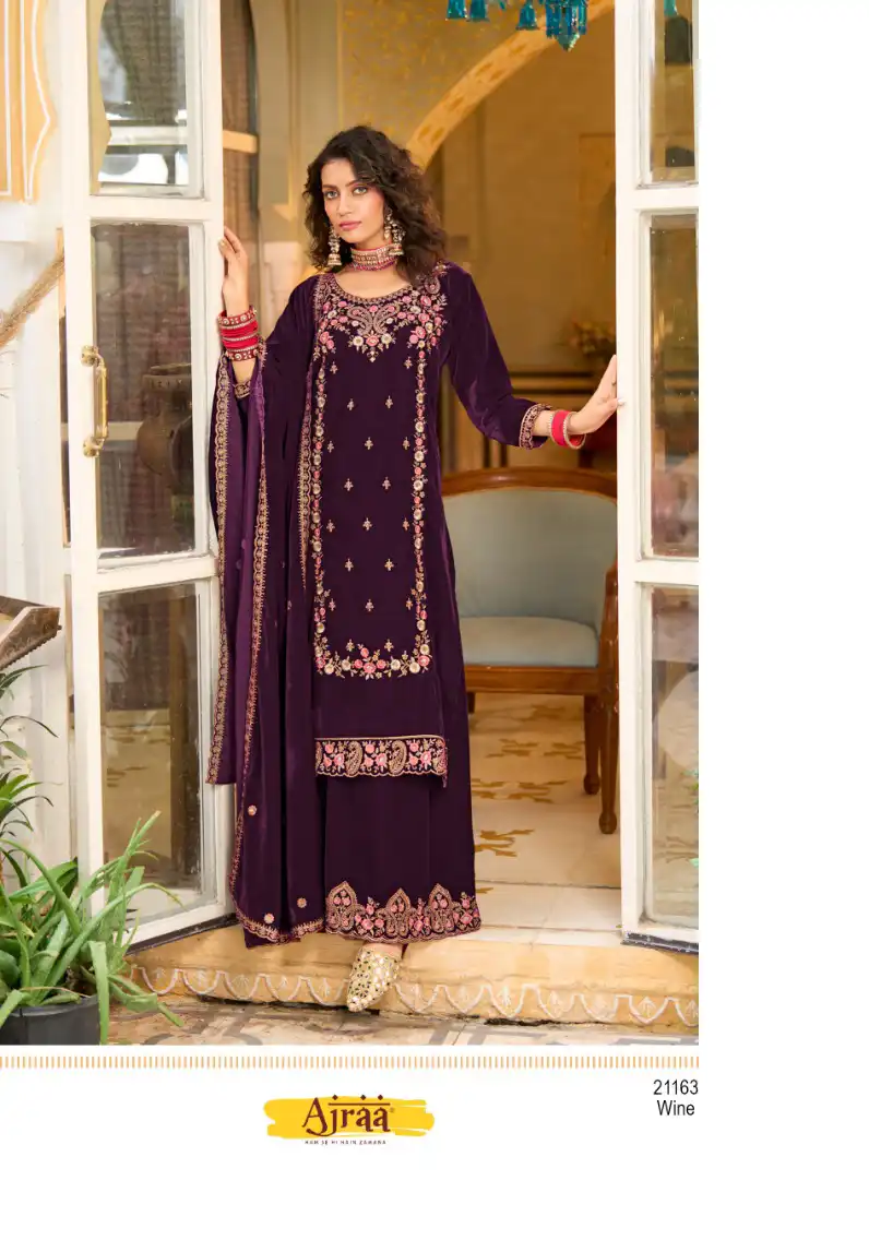 Ajraa Soha Pure Velvet Wholesale Designer Readymade Winter Collection Catalog — Wholesale Salwar Suits, MPA wholesale from Surat - Gallery Image 2