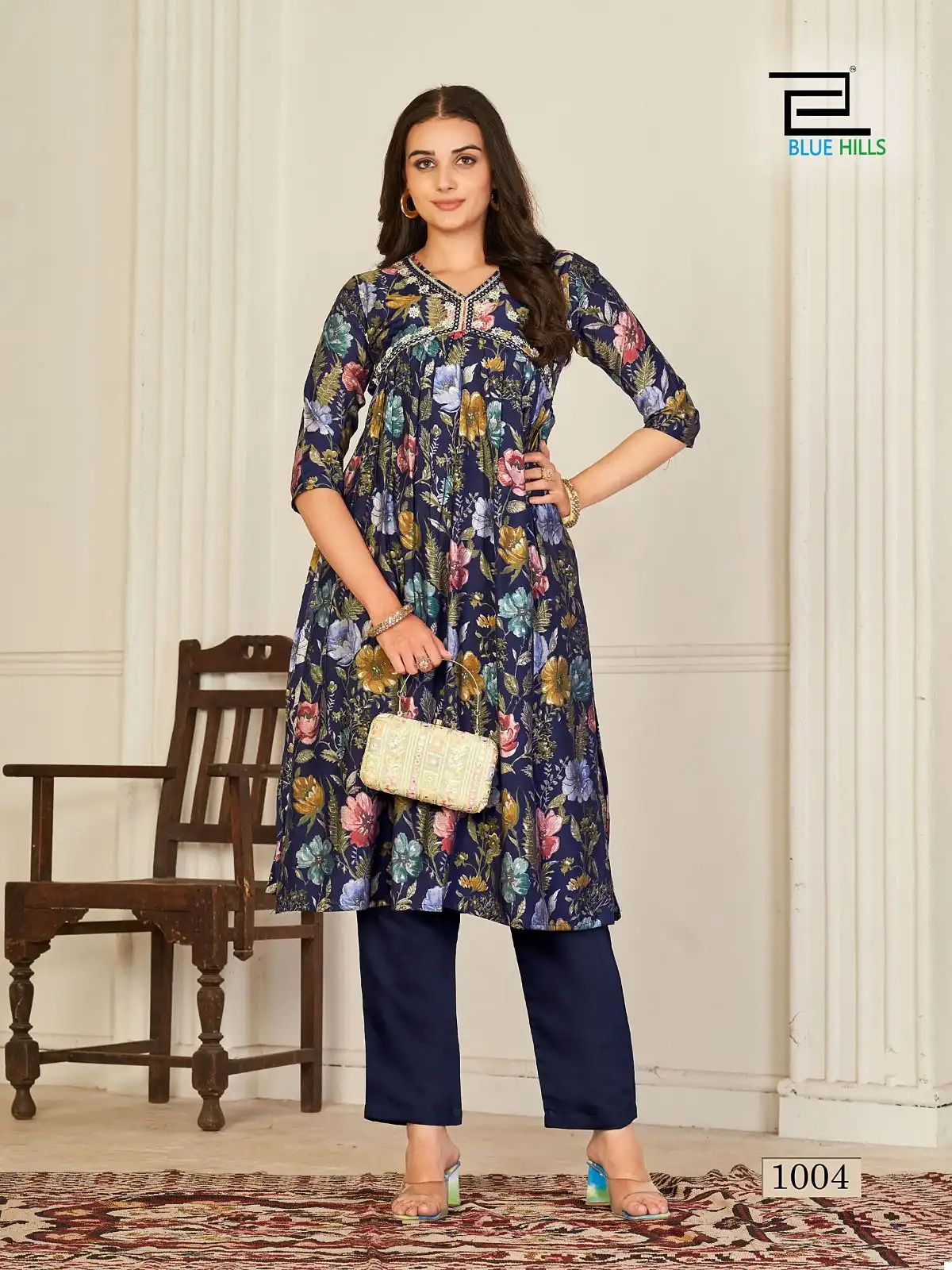 Blue Hills Suhana Modal Chanderi Wholesale Alia Cut Top With Bottom Catalog — Wholesale Kurtis, Blue Hills wholesale from Surat - Gallery Image 4