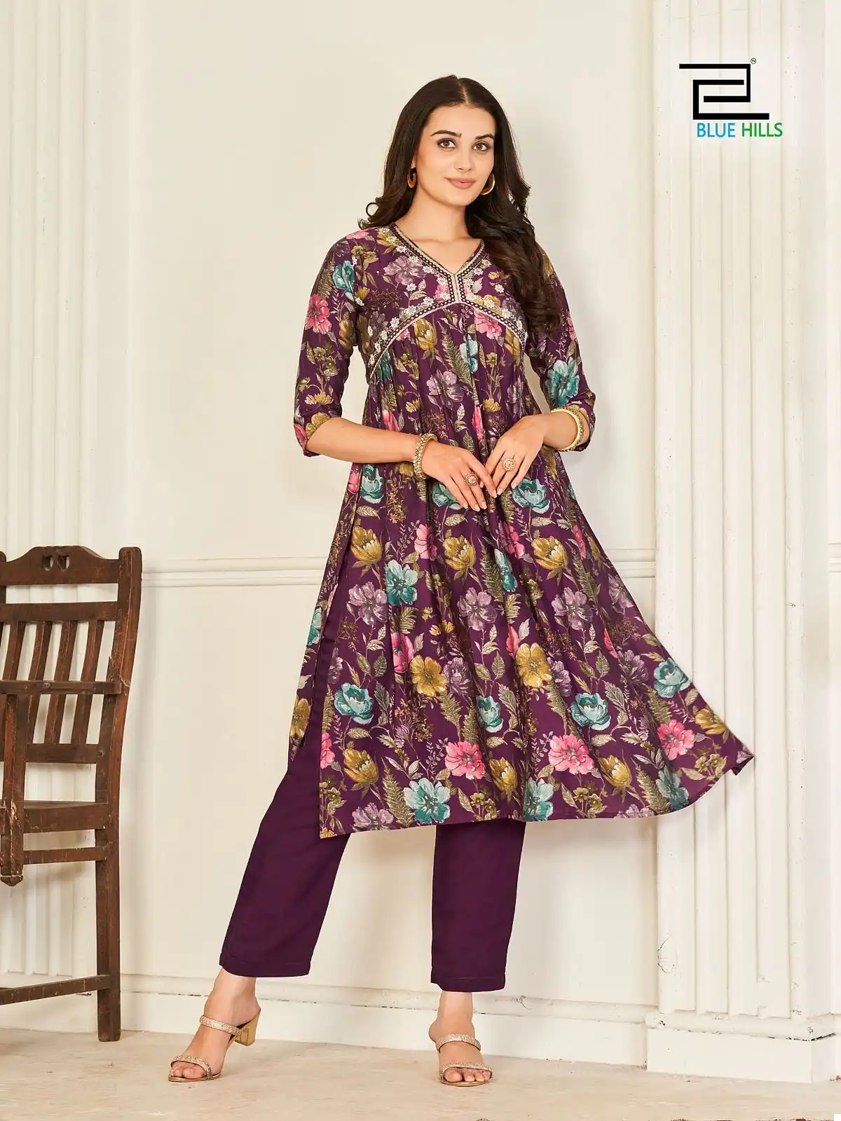 Blue Hills Suhana Modal Chanderi Wholesale Alia Cut Top With Bottom Catalog — Wholesale Kurtis, Blue Hills wholesale from Surat - Gallery Image 5
