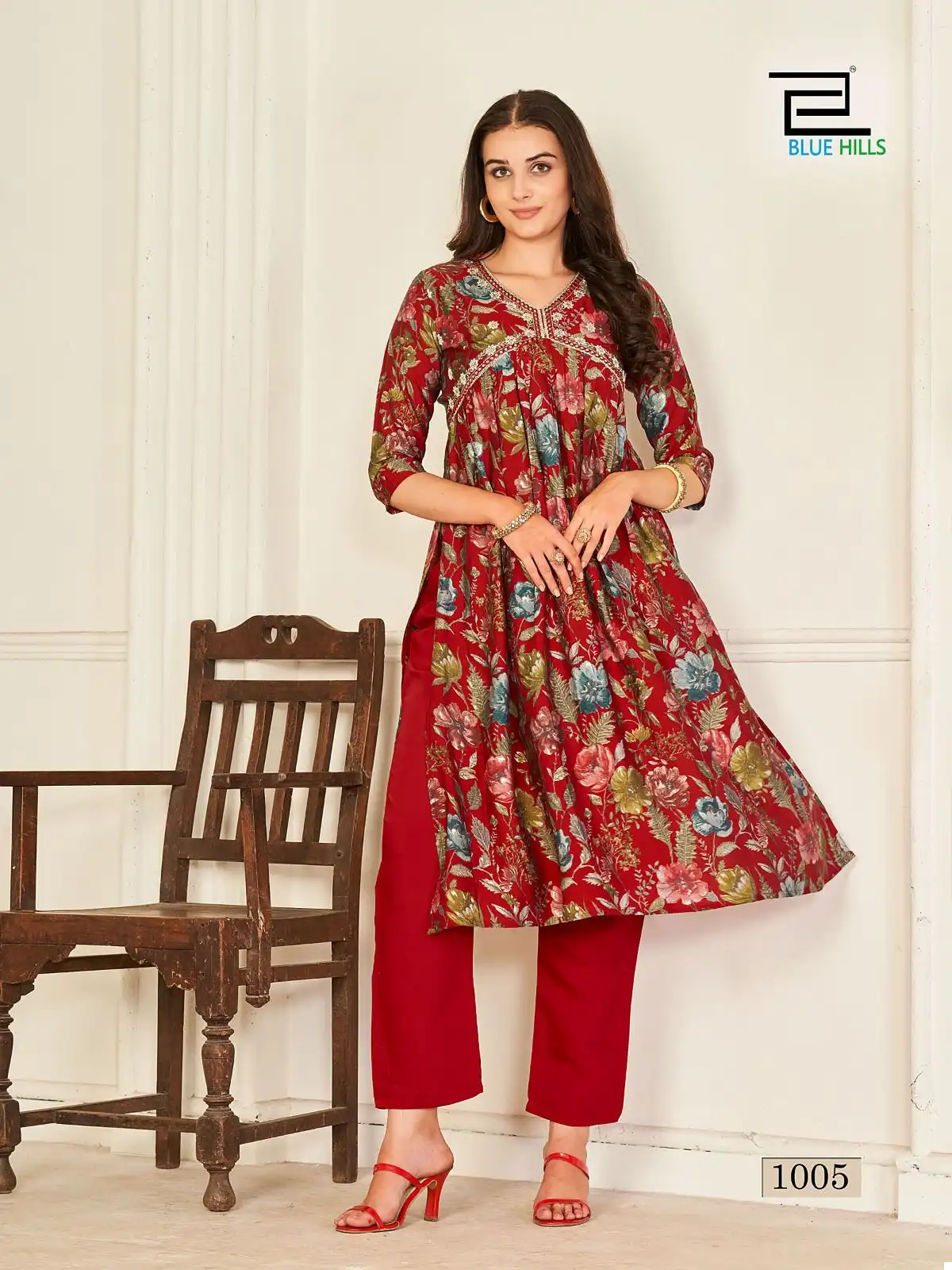 Blue Hills Suhana Modal Chanderi Wholesale Alia Cut Top With Bottom Catalog — Wholesale Kurtis, Blue Hills wholesale from Surat - Gallery Image 6