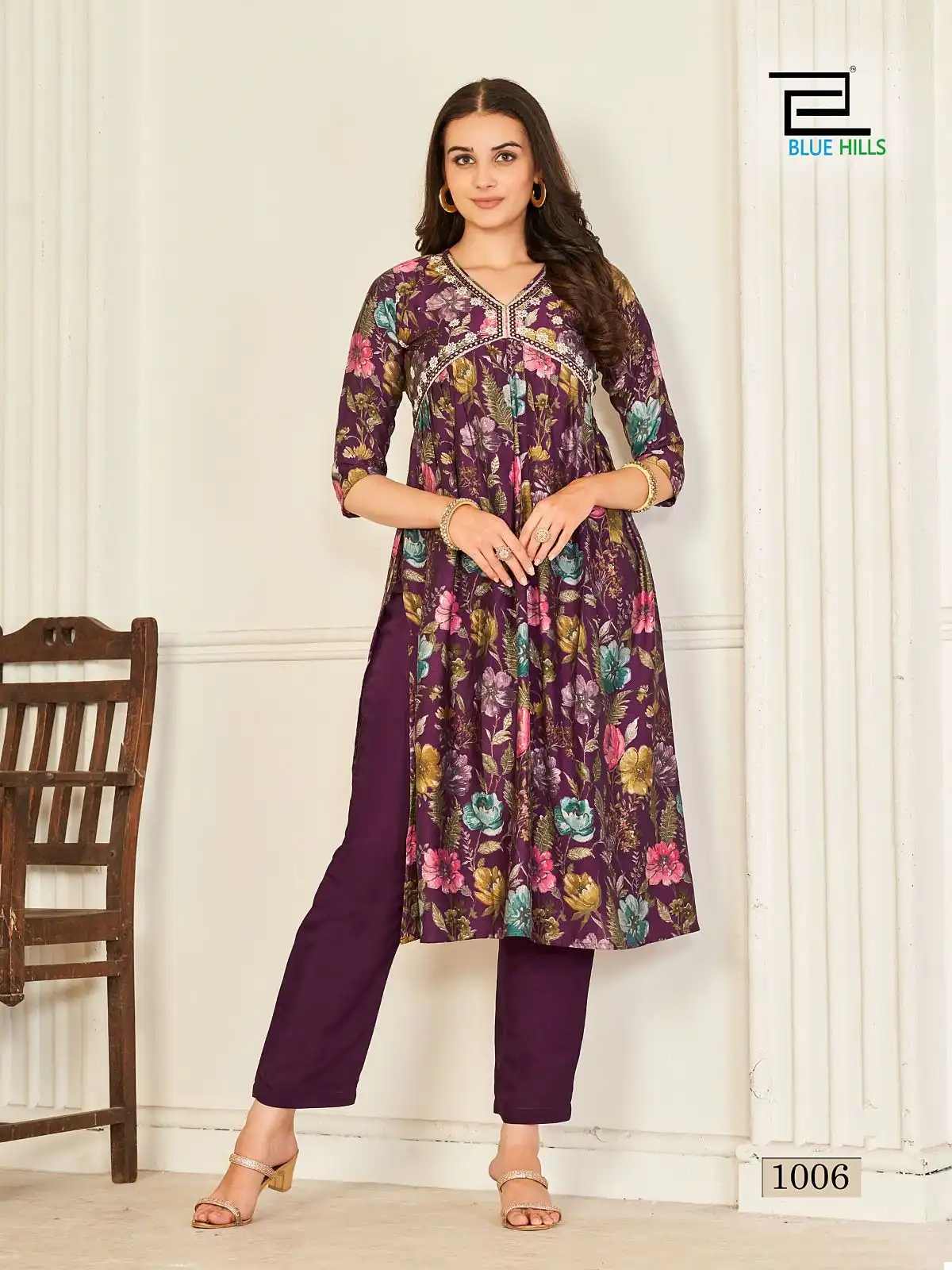 Blue Hills Suhana Modal Chanderi Wholesale Alia Cut Top With Bottom Catalog — Wholesale Kurtis, Blue Hills wholesale from Surat - Gallery Image 7
