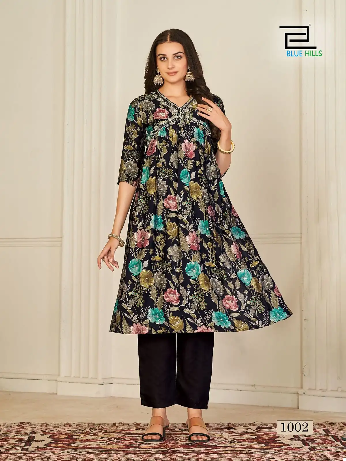 Blue Hills Suhana Modal Chanderi Wholesale Alia Cut Top With Bottom Catalog — Wholesale Kurtis, Blue Hills wholesale from Surat - Gallery Image 2