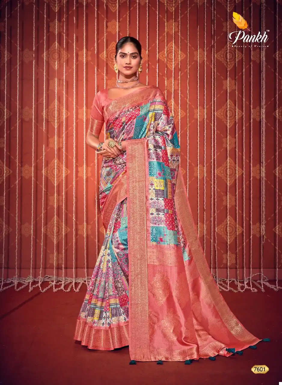 Pankh Swastik Self Checks Wholesale Saree Catalog — Wholesale Sarees, MPA wholesale from Surat - Gallery Image 4