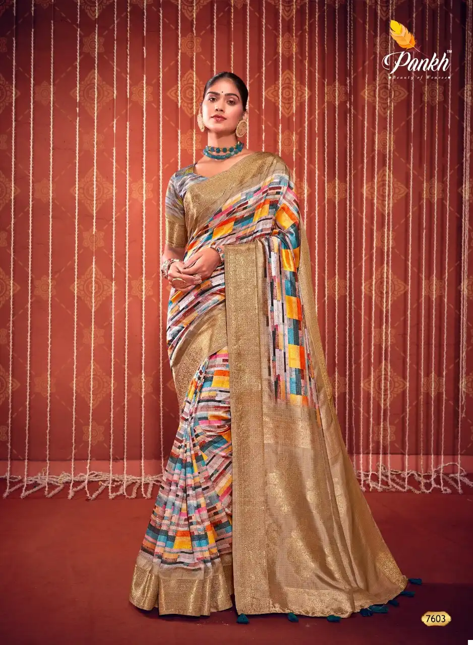 Pankh Swastik Self Checks Wholesale Saree Catalog — Wholesale Sarees, MPA wholesale from Surat - Gallery Image 6