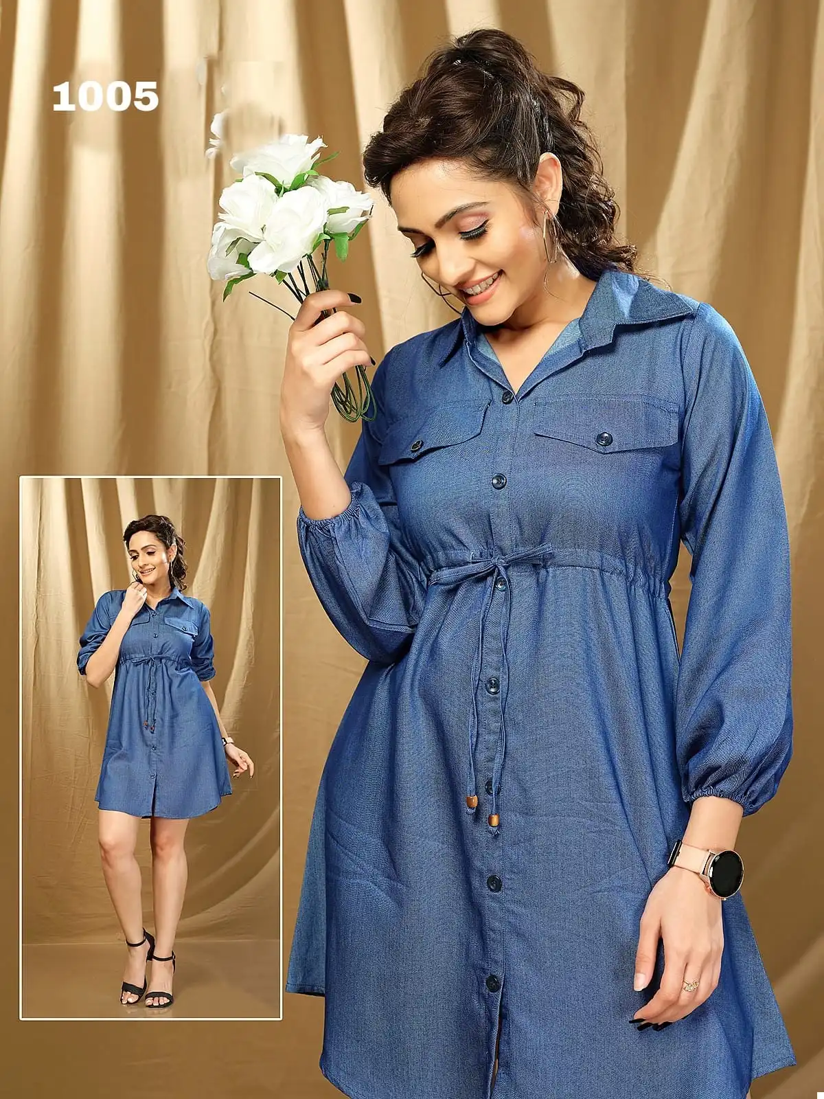 Swati Denim Rayon Heavy Rayon Wholesale Denim Short Dress Catalog — Wholesale Kurtis, MPA wholesale from Surat - Gallery Image 3