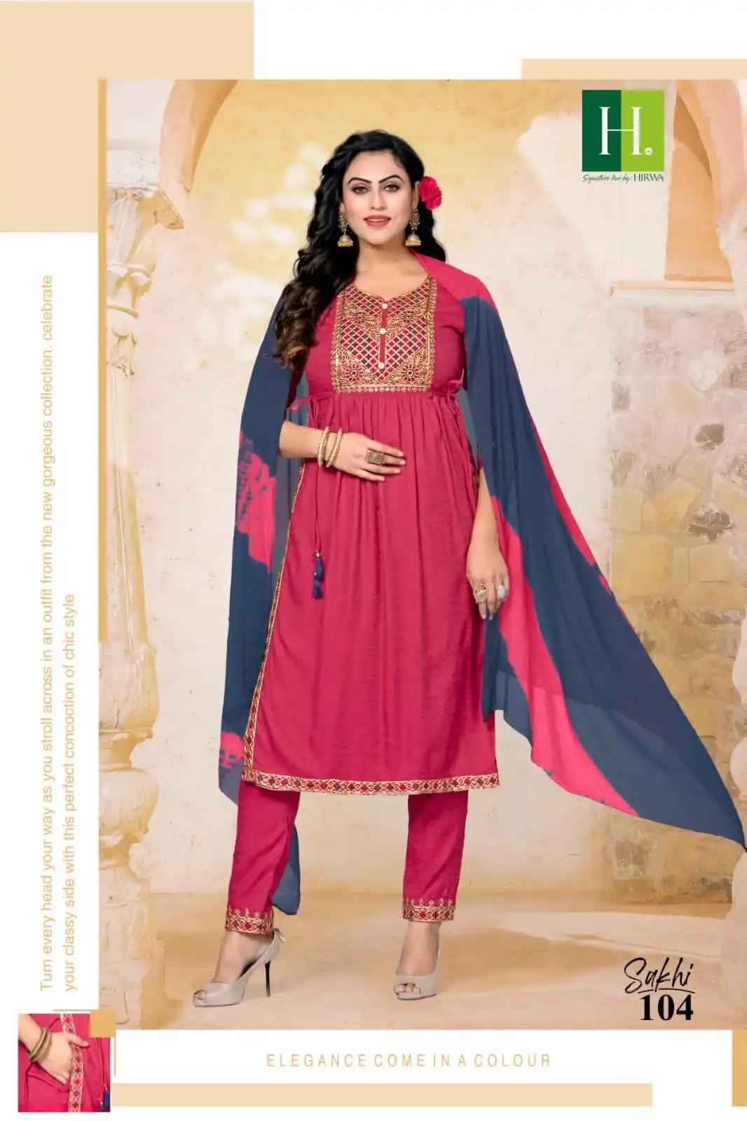 Hirwa Sakhi Heavy Bombay Rayon Wholesale Readymade Salwar Suit Catalog — Wholesale Salwar Suits, MPA wholesale from Surat - Gallery Image 5