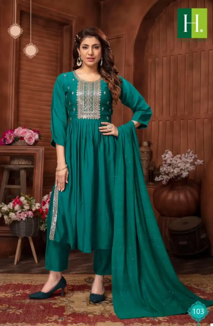 Hirwa Sargam Vol 2 Roman Silk Wholesale Readymade Salwar Suit Catalog — Wholesale Salwar Suits, MPA wholesale from Surat - Gallery Image 2