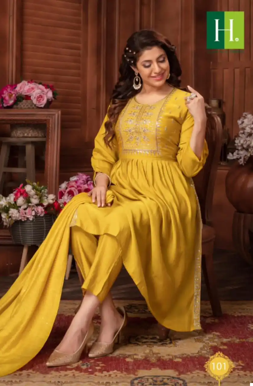 Hirwa Sargam Vol 2 Roman Silk Wholesale Readymade Salwar Suit Catalog — Wholesale Salwar Suits, MPA wholesale from Surat - Gallery Image 3