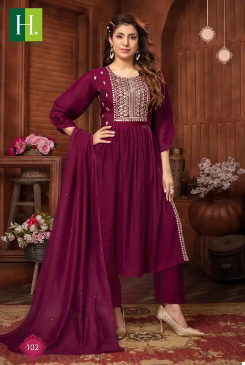 Hirwa Sargam Vol 2 Roman Silk Wholesale Readymade Salwar Suit Catalog — Wholesale Salwar Suits, MPA wholesale from Surat - Gallery Image 4