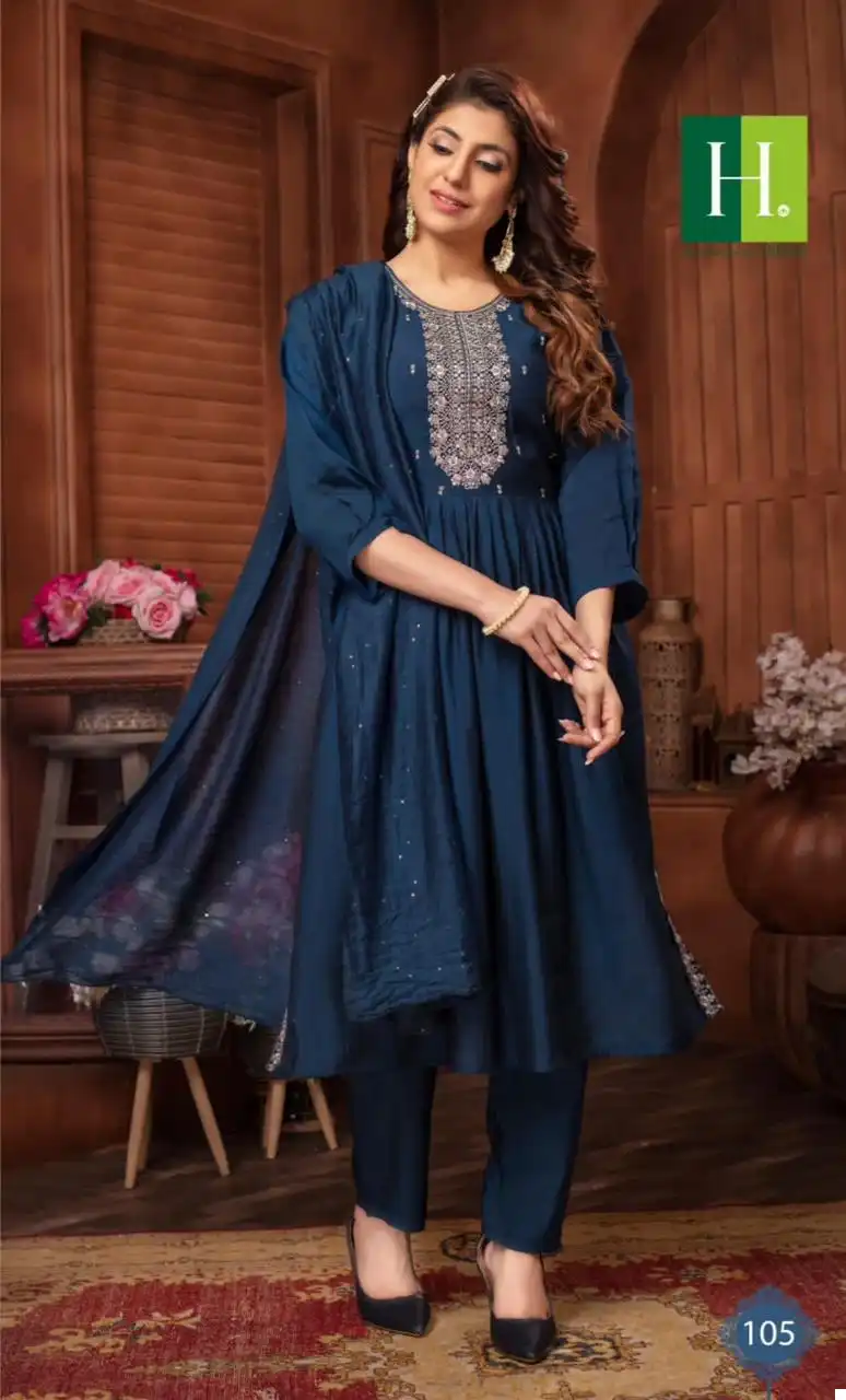 Hirwa Sargam Vol 2 Roman Silk Wholesale Readymade Salwar Suit Catalog — Wholesale Salwar Suits, MPA wholesale from Surat - Gallery Image 5