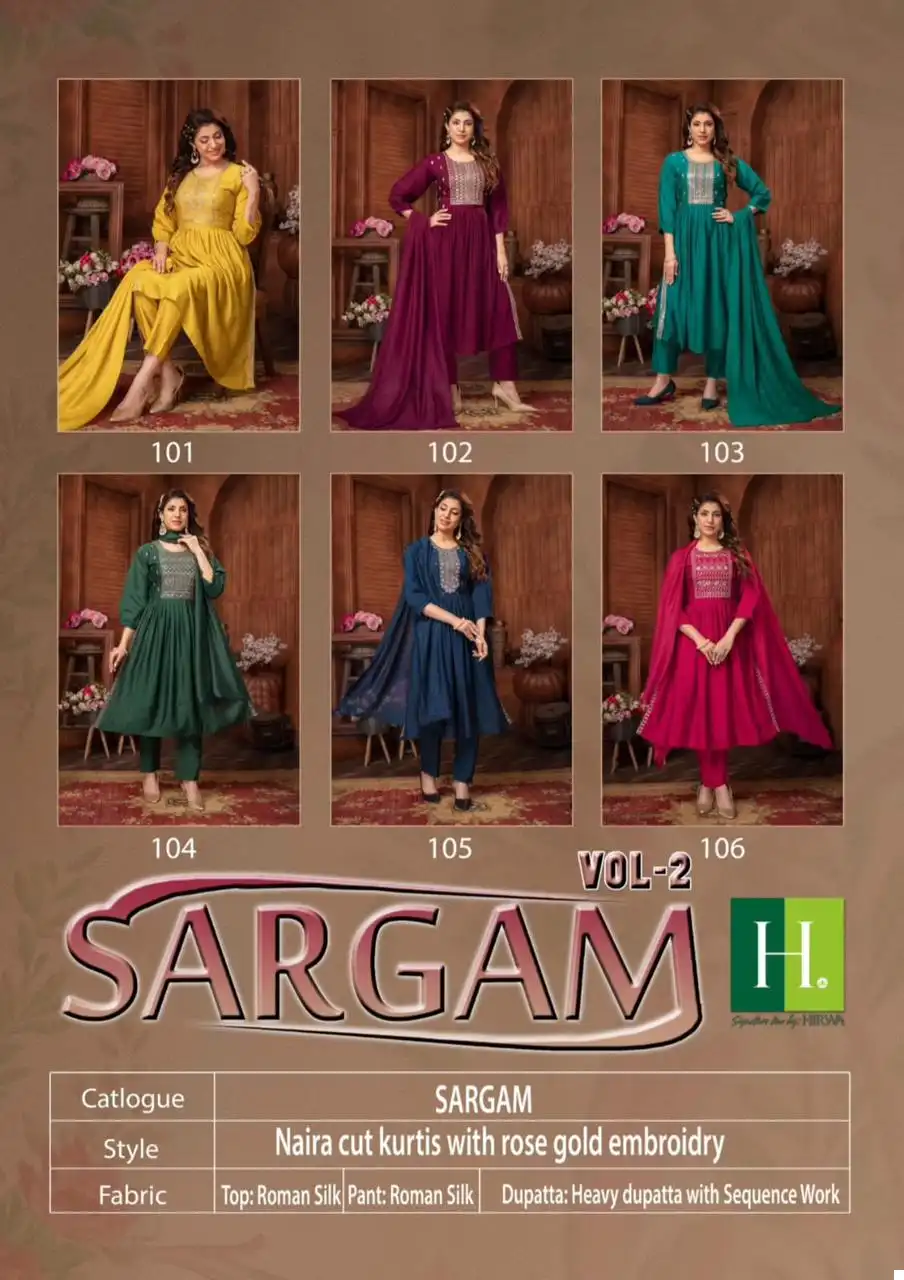 Hirwa Sargam Vol 2 Roman Silk Wholesale Readymade Salwar Suit Catalog — Wholesale Salwar Suits, MPA wholesale from Surat — view 7