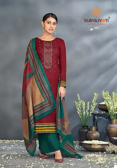 Suryajyoti Nazakat Vol-1 Heavy Cambric Cotton Wholesale Salwar Suit Catalog — Wholesale Salwar Suits, MPA wholesale from Surat - Gallery Image 4