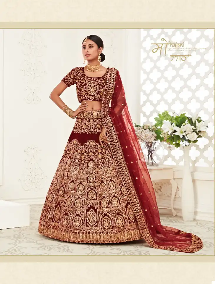 Zeel Traditional Vol-2 Velvet Wholesale Designer Lehenga Catalog — Wholesale Lehenga, MPA wholesale from Surat - Gallery Image 8