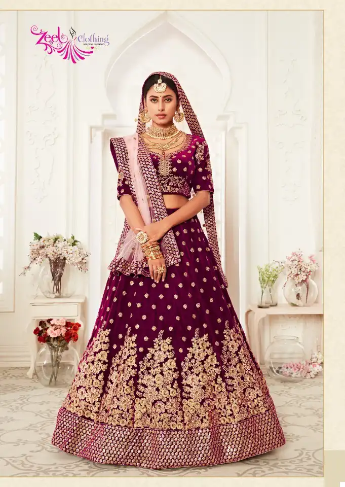 Zeel Traditional Vol-2 Velvet Wholesale Designer Lehenga Catalog — Wholesale Lehenga, MPA wholesale from Surat - Gallery Image 9